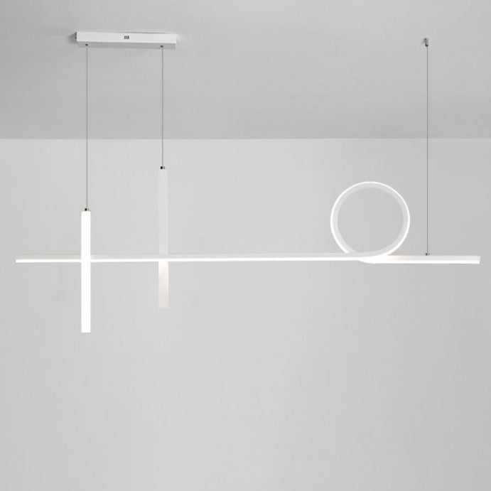 Sleek Black Acrylic & Aluminum LED Island Chandelier for Dining Rooms