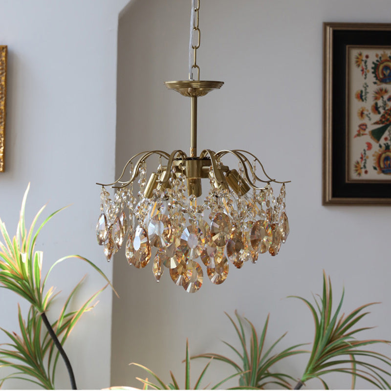 Vintage Iron Teardrop Crystal Chandelier for Elegant Living Rooms