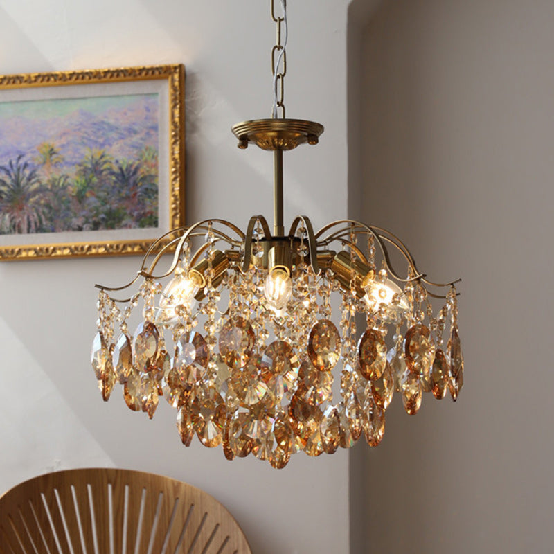 Vintage Iron Teardrop Crystal Chandelier for Elegant Living Rooms