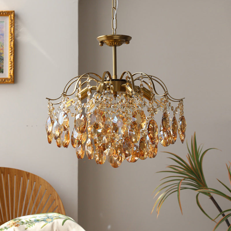 Vintage Iron Teardrop Crystal Chandelier for Elegant Living Rooms