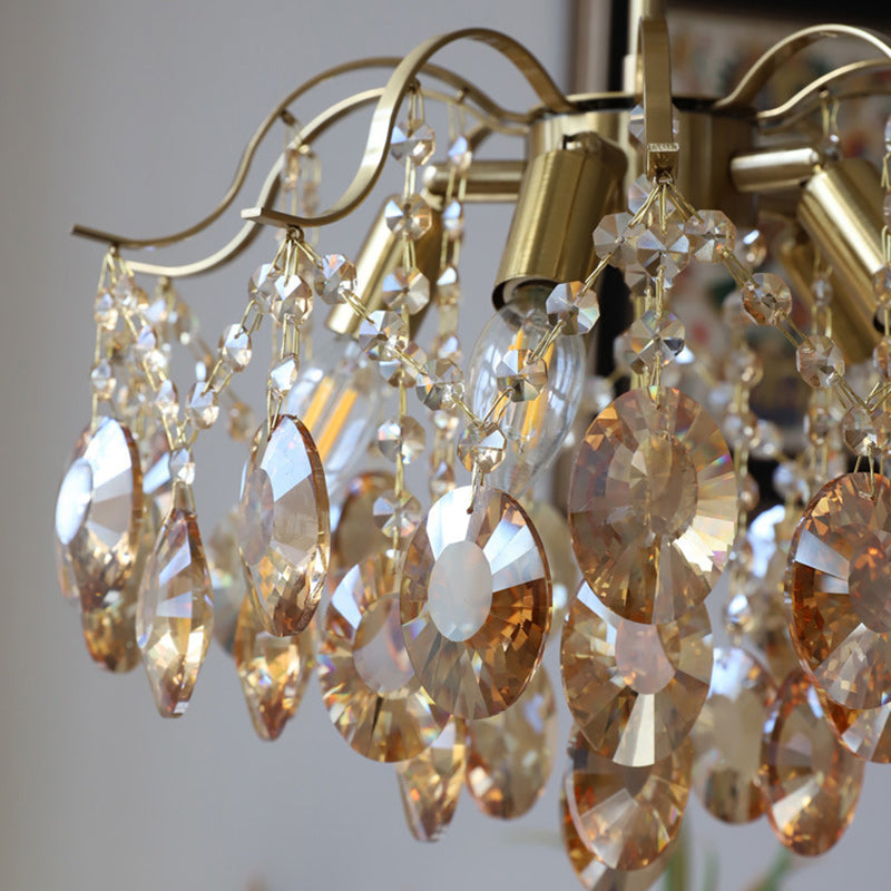 Vintage Iron Teardrop Crystal Chandelier for Elegant Living Rooms