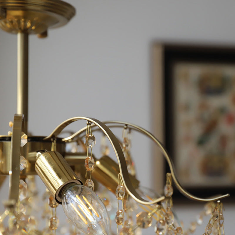 Vintage Iron Teardrop Crystal Chandelier for Elegant Living Rooms