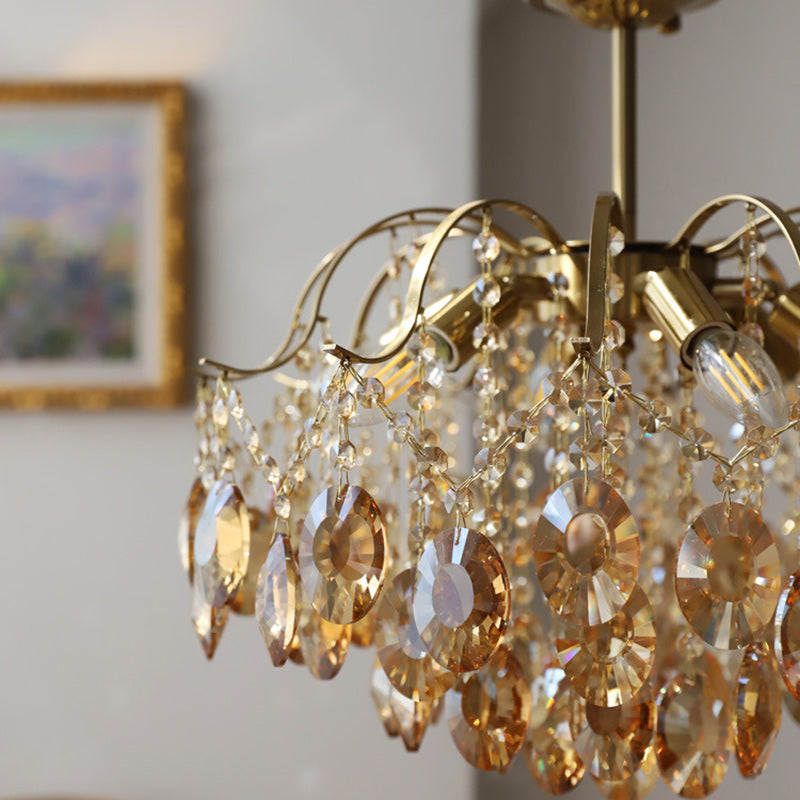Vintage Iron Teardrop Crystal Chandelier for Elegant Living Rooms