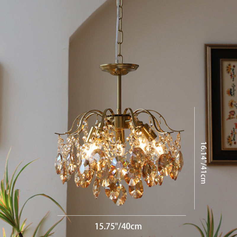 Vintage Iron Teardrop Crystal Chandelier for Elegant Living Rooms