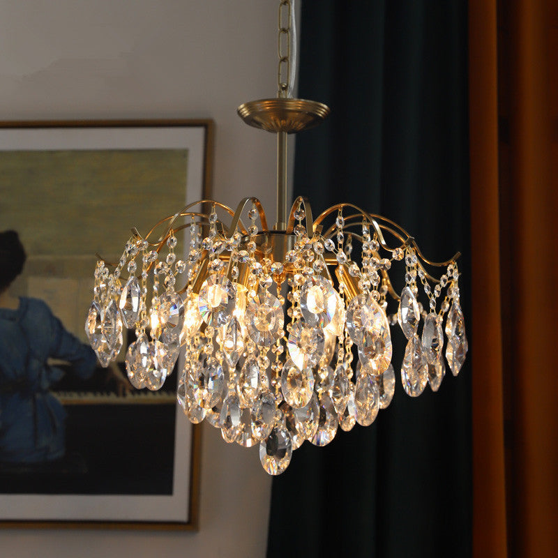 Vintage Iron Teardrop Crystal Chandelier for Elegant Living Rooms