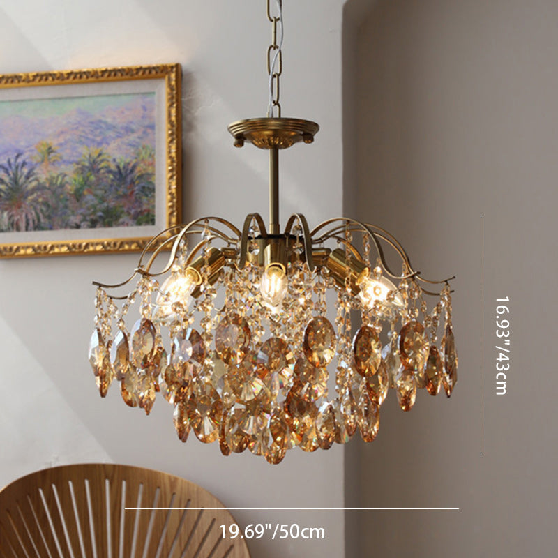 Vintage Iron Teardrop Crystal Chandelier for Elegant Living Rooms