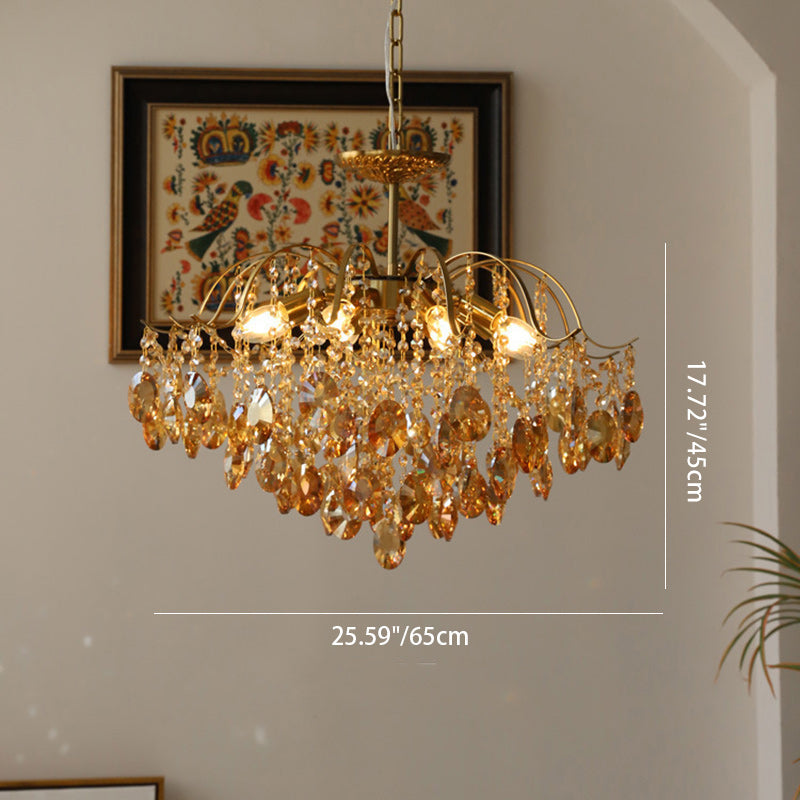 Vintage Iron Teardrop Crystal Chandelier for Elegant Living Rooms