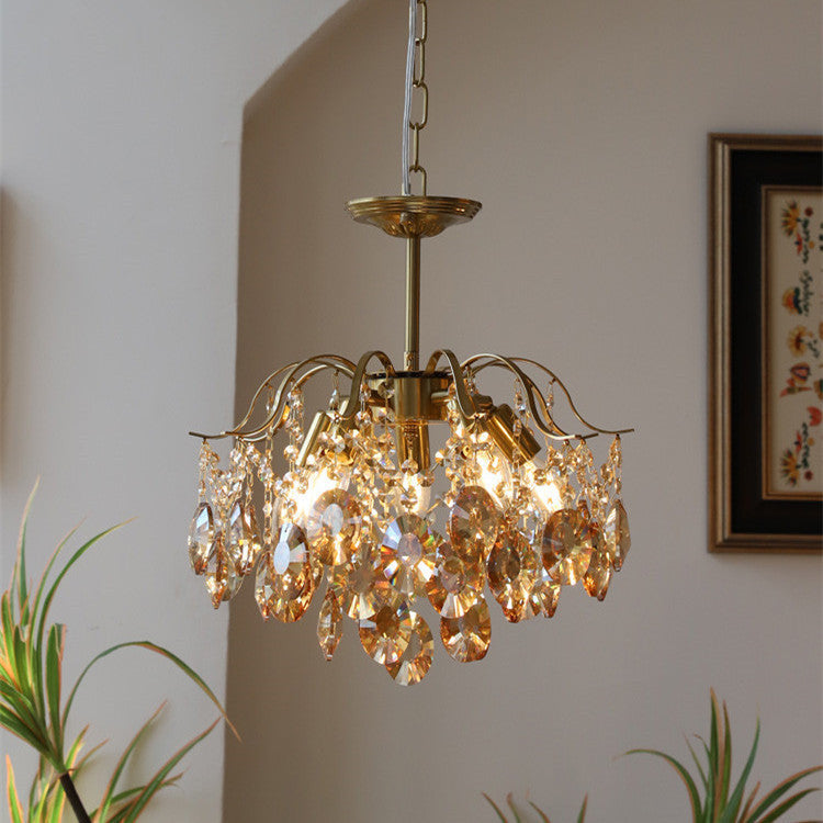 Vintage Iron Teardrop Crystal Chandelier for Elegant Living Rooms