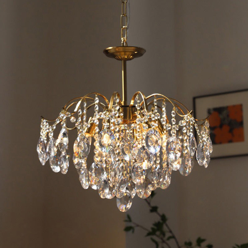 Vintage Iron Teardrop Crystal Chandelier for Elegant Living Rooms