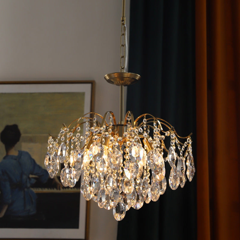 Vintage Iron Teardrop Crystal Chandelier for Elegant Living Rooms