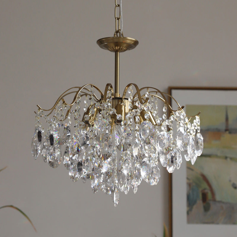 Vintage Iron Teardrop Crystal Chandelier for Elegant Living Rooms