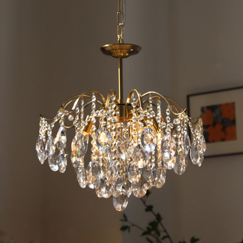 Vintage Iron Teardrop Crystal Chandelier for Elegant Living Rooms