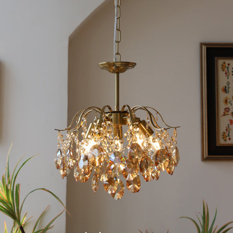 Vintage Iron Teardrop Crystal Chandelier for Elegant Living Rooms