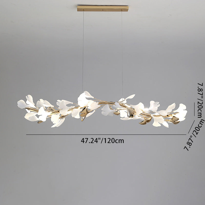 Scandinavian Ginkgo Leaf 8-Light Iron & Plastic Chandelier for Living Room