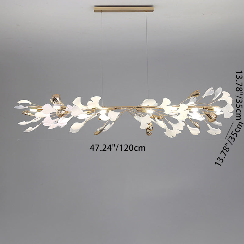 Scandinavian Ginkgo Leaf 8-Light Iron & Plastic Chandelier for Living Room