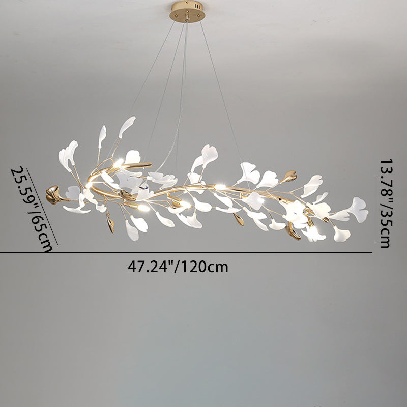 Scandinavian Ginkgo Leaf 8-Light Iron & Plastic Chandelier for Living Room
