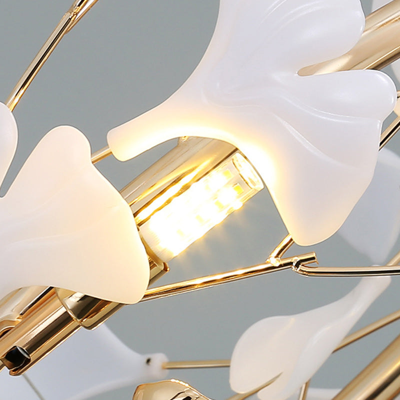 Scandinavian Ginkgo Leaf 8-Light Iron & Plastic Chandelier for Living Room