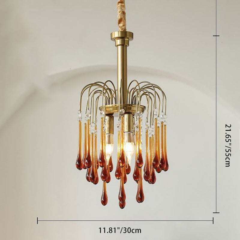 Vintage Copper Glass Teardrop Chandelier for Elegant Living Room Decor