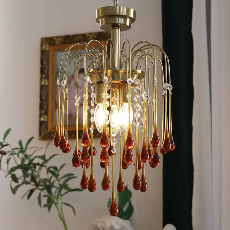 Vintage Copper Glass Teardrop Chandelier for Elegant Living Room Decor