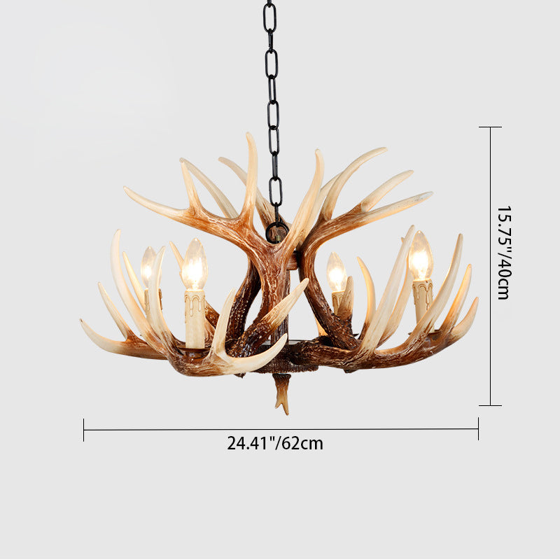 Rustic Vintage Antler Resin & PVC 6-Light Sconce for Living Room Decor