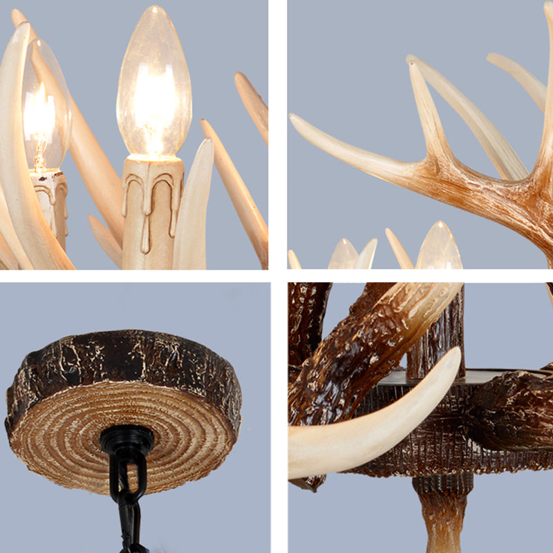 Rustic Vintage Antler Resin & PVC 6-Light Sconce for Living Room Decor
