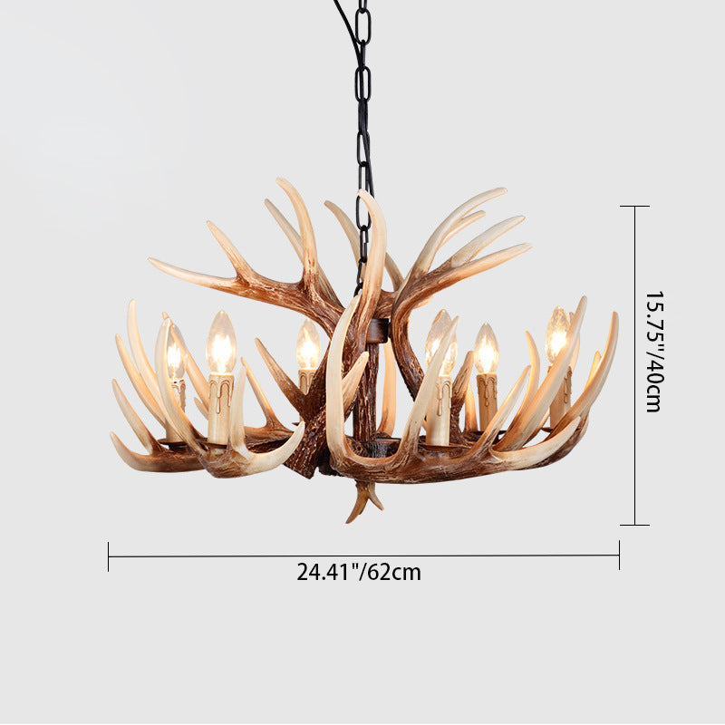 Rustic Vintage Antler Resin & PVC 6-Light Sconce for Living Room Decor