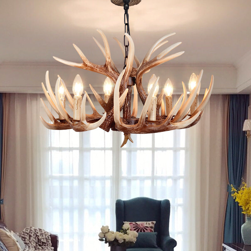 Rustic Vintage Antler Resin & PVC 6-Light Sconce for Living Room Decor
