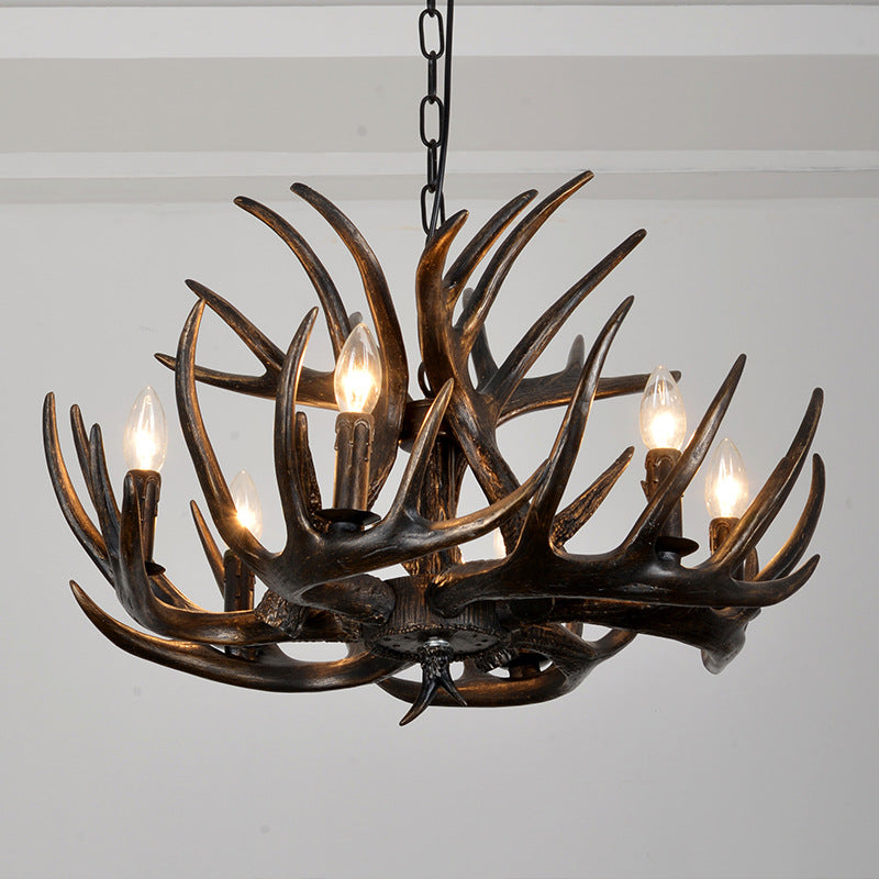Rustic Vintage Antler Resin & PVC 6-Light Sconce for Living Room Decor