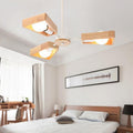 Scandinavian Iron Wood Trapezoidal Chandelier for Living Room Lighting