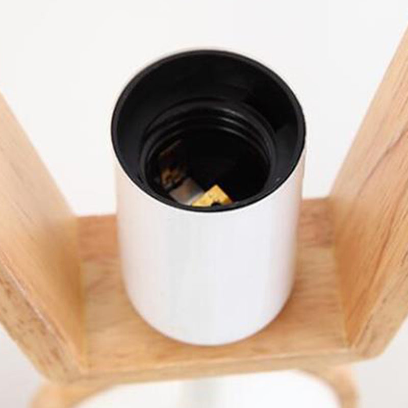 Scandinavian Iron Wood Trapezoidal Chandelier for Living Room Lighting