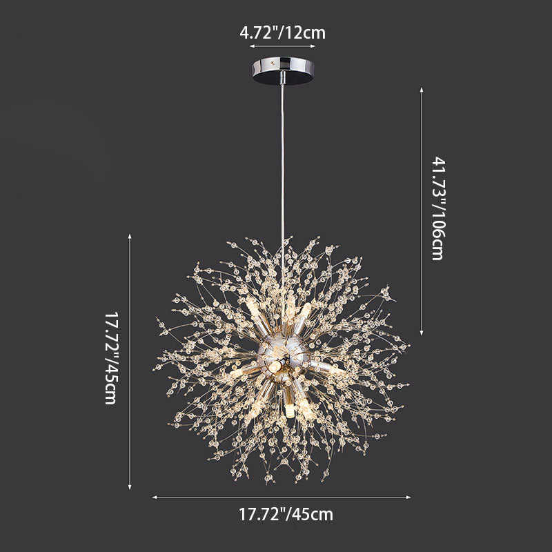 Modern Stainless Steel Crystal Snowflake Chandelier for Living Room