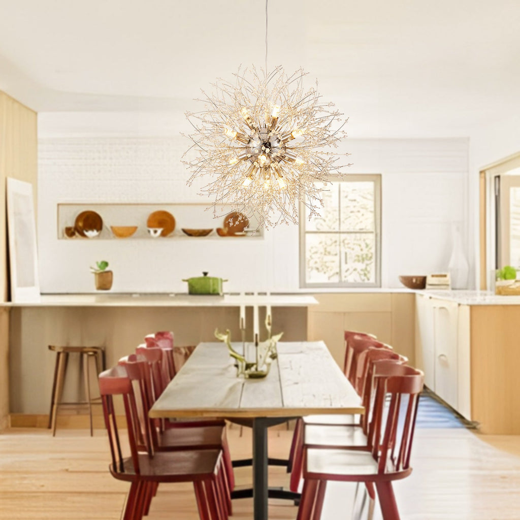 Modern Stainless Steel Crystal Snowflake Chandelier for Living Room