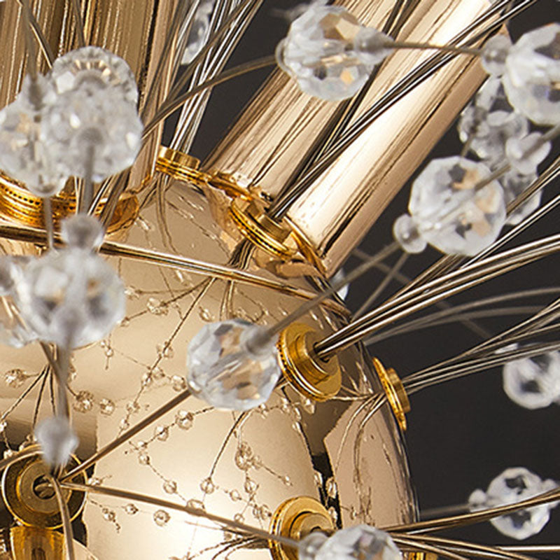 Modern Stainless Steel Crystal Snowflake Chandelier for Living Room
