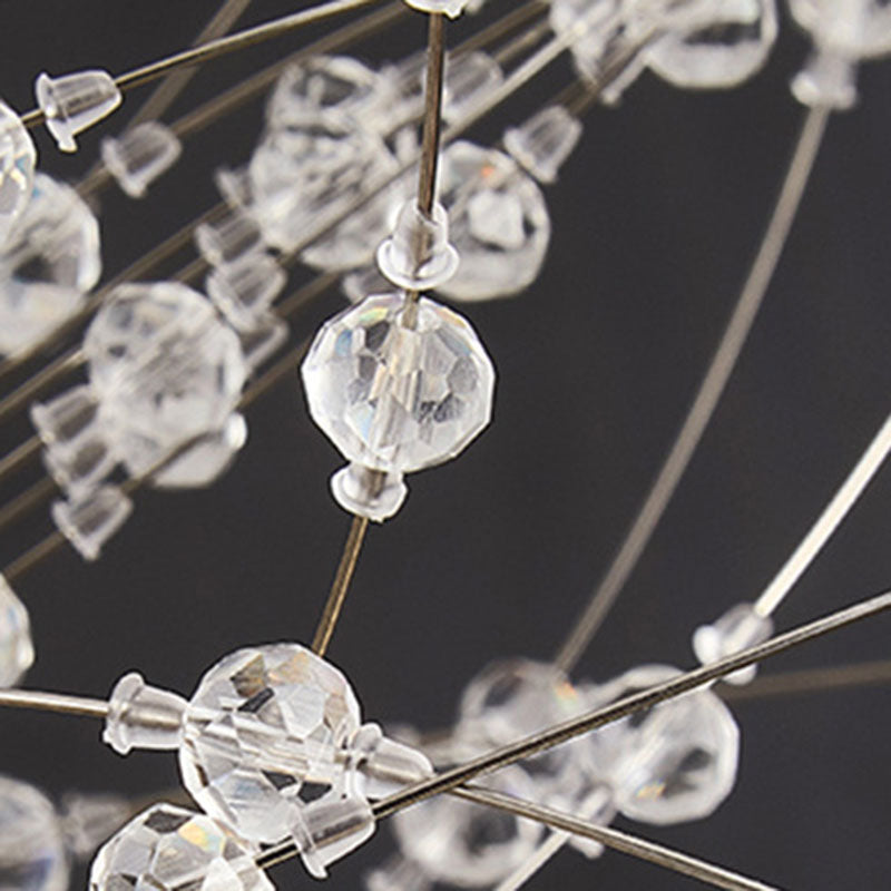 Modern Stainless Steel Crystal Snowflake Chandelier for Living Room