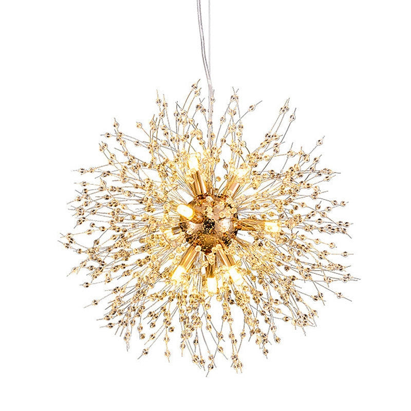 Modern Stainless Steel Crystal Snowflake Chandelier for Living Room
