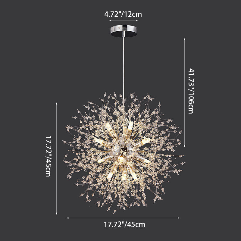 Modern Stainless Steel Crystal Snowflake Chandelier for Living Room