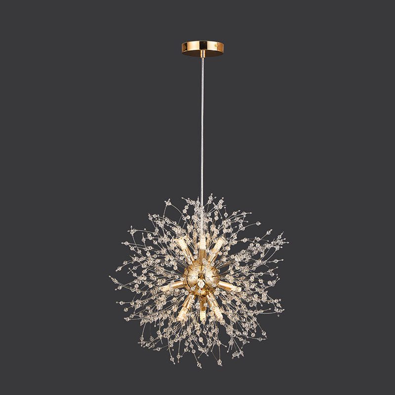 Modern Stainless Steel Crystal Snowflake Chandelier for Living Room