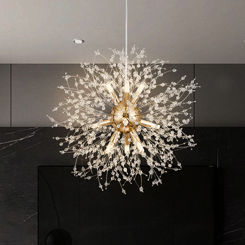 Modern Stainless Steel Crystal Snowflake Chandelier for Living Room