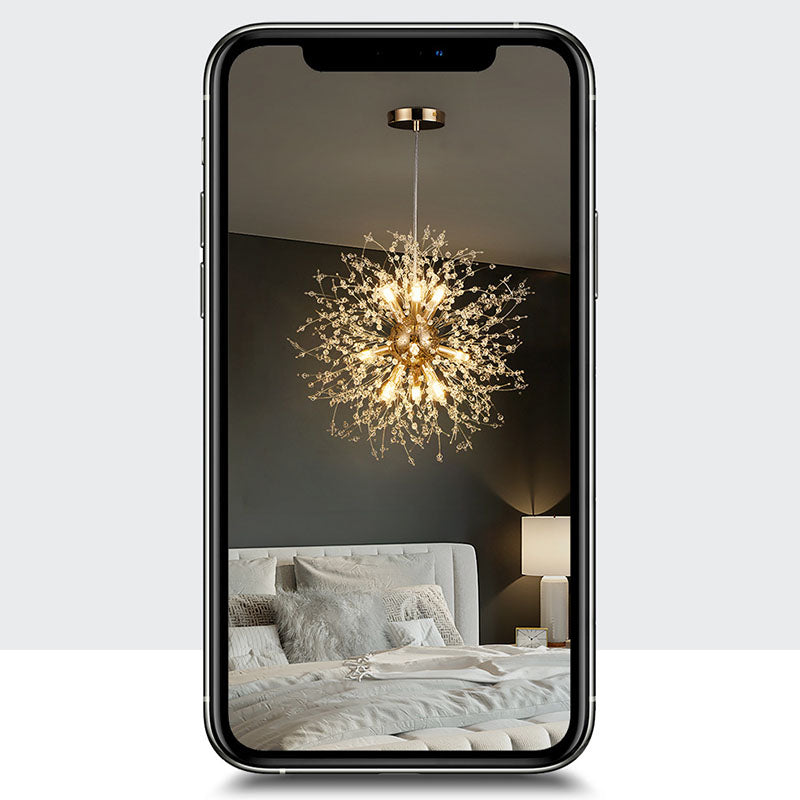 Modern Stainless Steel Crystal Snowflake Chandelier for Living Room