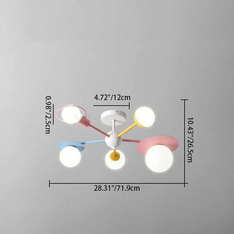 Colorful Contemporary Macaron 5-Light Chandelier for Kids’ Bedroom