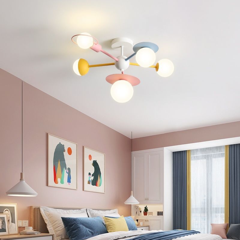 Colorful Contemporary Macaron 5-Light Chandelier for Kids’ Bedroom