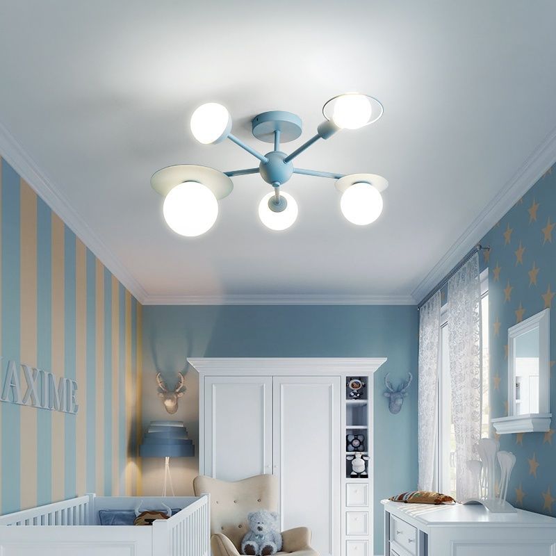 Colorful Contemporary Macaron 5-Light Chandelier for Kids’ Bedroom