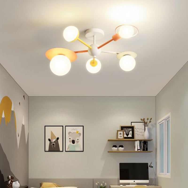 Colorful Contemporary Macaron 5-Light Chandelier for Kids’ Bedroom