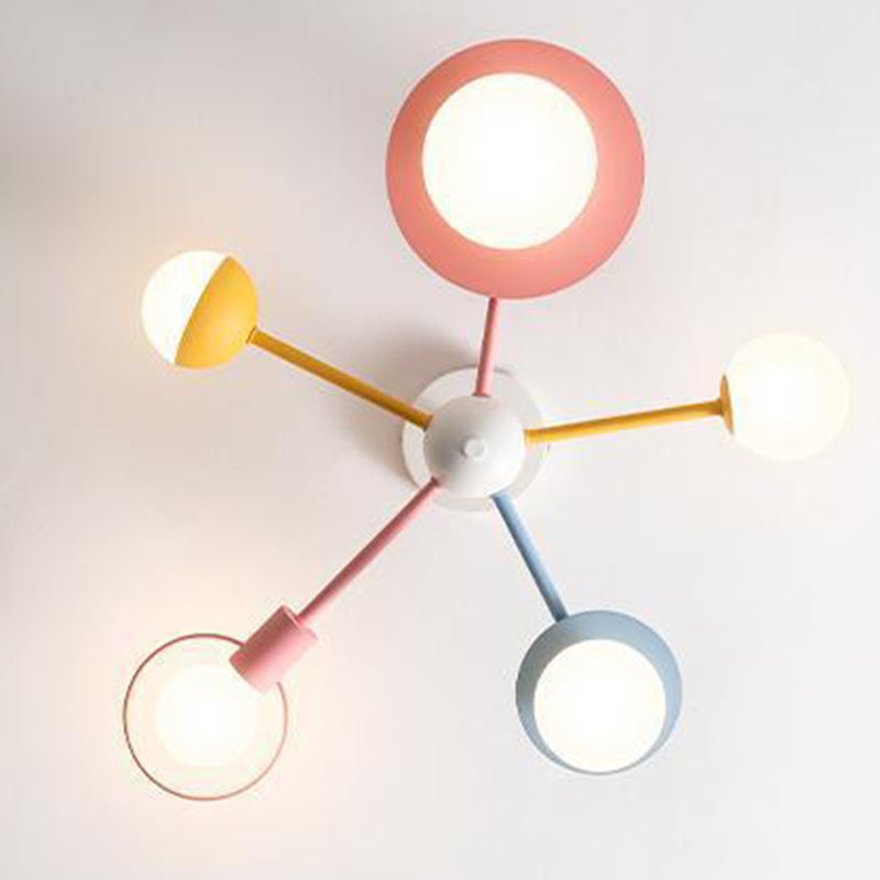 Colorful Contemporary Macaron 5-Light Chandelier for Kids’ Bedroom