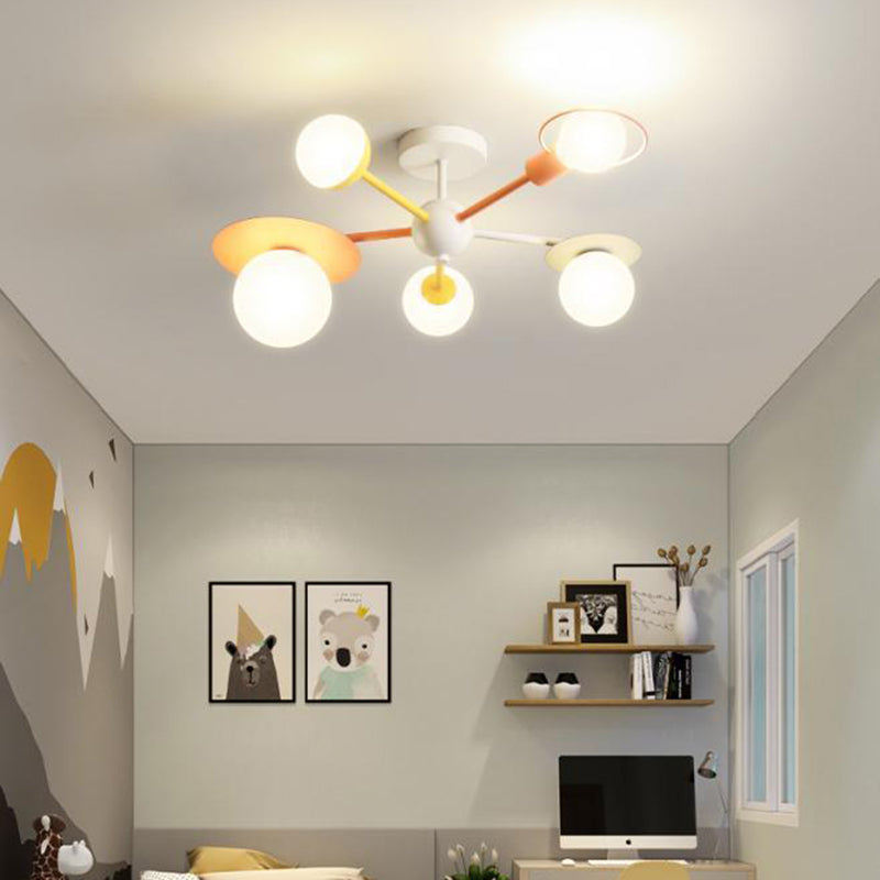 Colorful Contemporary Macaron 5-Light Chandelier for Kids’ Bedroom