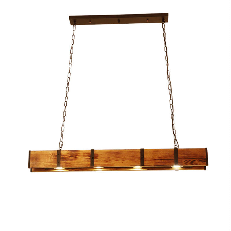 Rustic Wood and Iron LED Island Light Chandelier for Dining Room