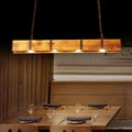 Rustic Wood and Iron LED Island Light Chandelier for Dining Room