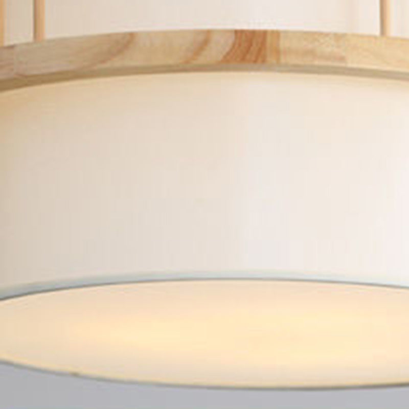 Traditional Japanese Wood Fabric 1/4-Light Chandelier for Dining Room