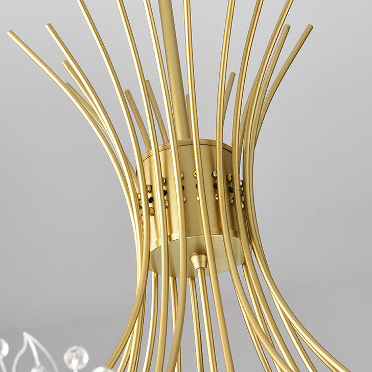 Modern Dandelion Crystal Firework Chandelier in Iron Frame for Living Room
