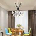 Modern Dandelion Crystal Firework Chandelier in Iron Frame for Living Room